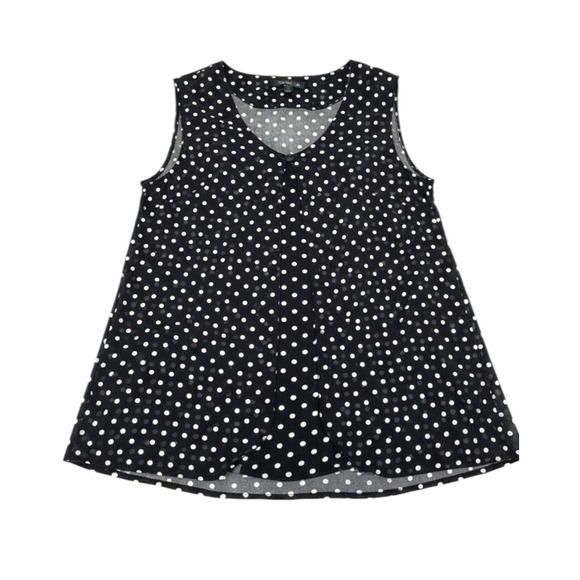 Susan Lawrence Tops - Susan Lawrence Womens Black White Polka Dot Sleeveless V-Neck Layered Blouse XL